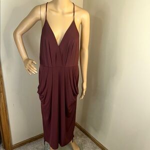 BCBGeneration Wine Asymmetrical Midi Dress